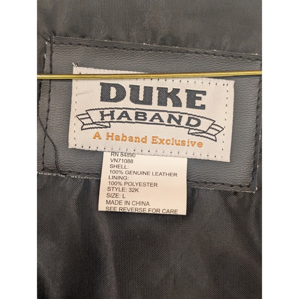Duke Haband Leather Vest Womens L Black Patchwork Western Biker Rocker - Picture 3 of 5